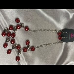 Red and silver necklace set